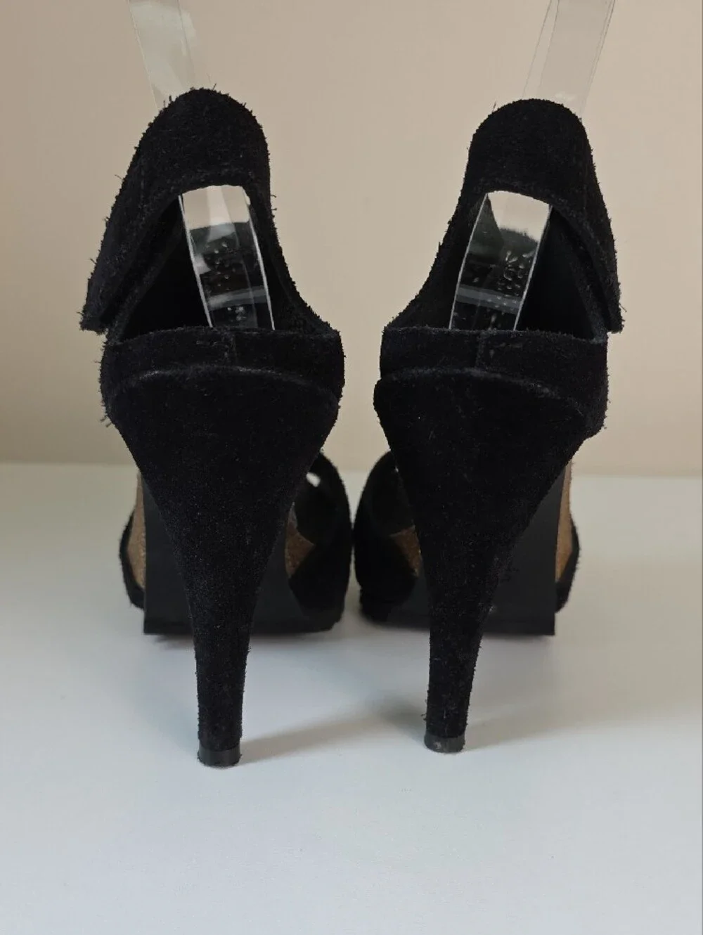 Pedro Garcia Black Suede Platform Wedge Sandals.  Size 37 1/2.  US Size 7